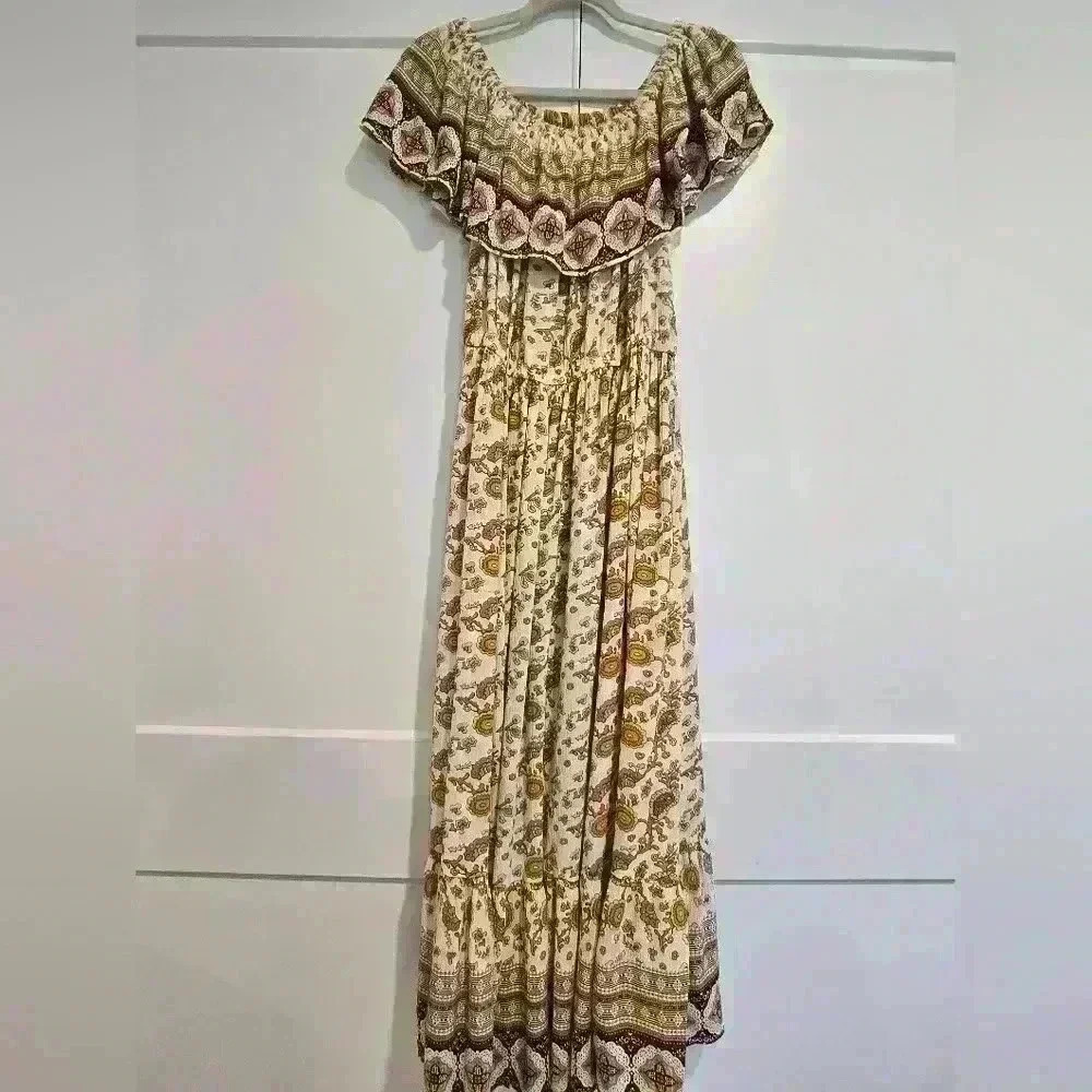 Margaux Riviera Bohemian Cottage Core Maxi Dress Size Large